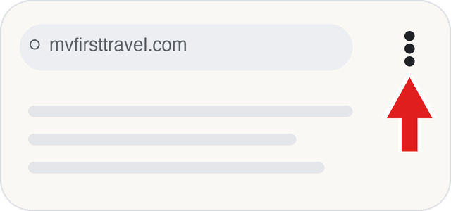 Chrome address bar with a red arrow pointing to the three-dot menu