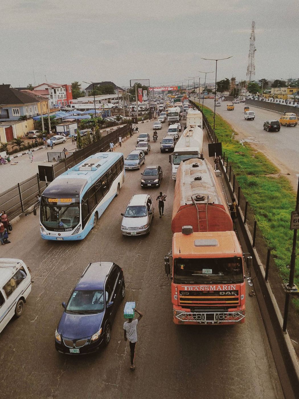 Busy road in Lagos, Nigeria
